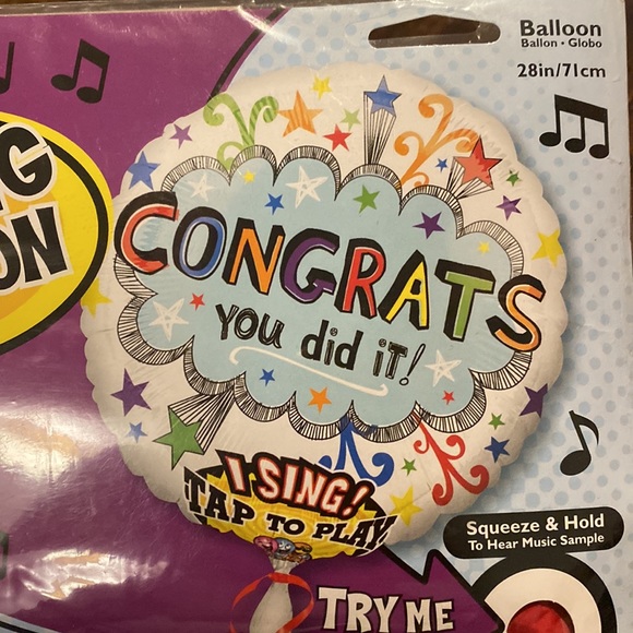 Congrats 28” Singing Balloon - Picture 2 of 2